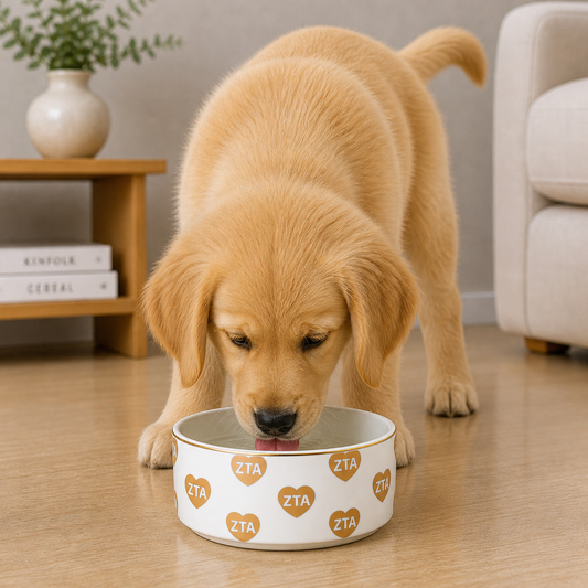 Zeta Tau Alpha Pet Bowl- 6" Ceramic Bowl For Dogs and Cats