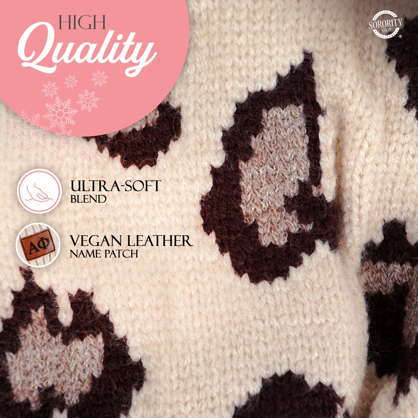 Alpha Omicron Pi Leopard Design Beanie Hat