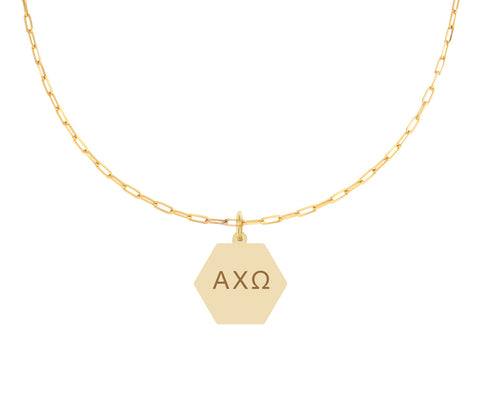 Alpha Chi Omega Paperclip Necklace with ACO Sorority Pendant