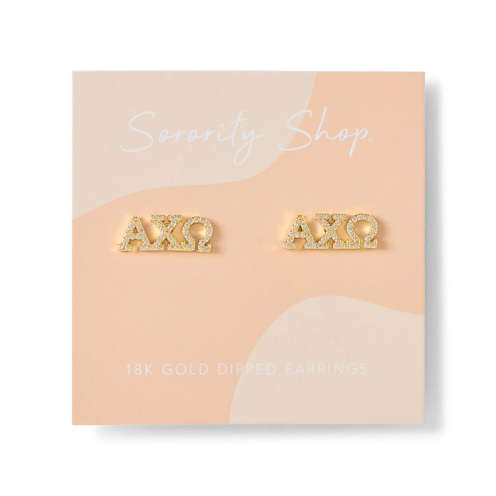 Alpha Chi Omega 18k Gold Plated Stud Earrings