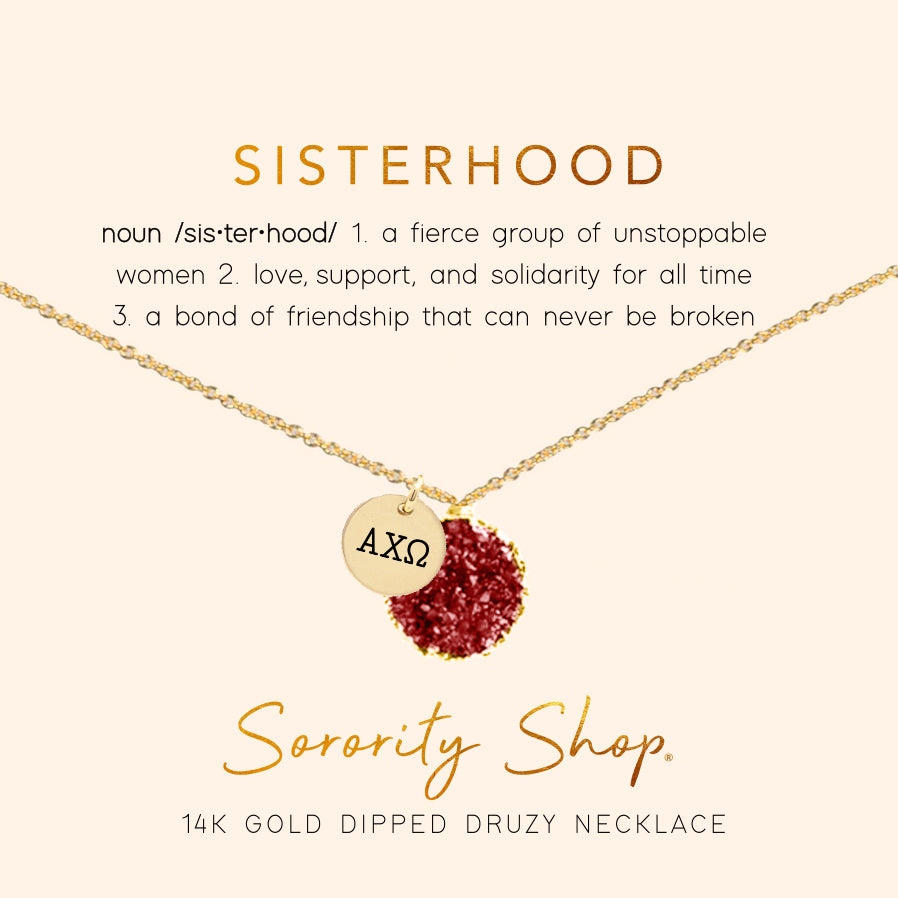 Alpha Chi Omega Sisterhood Druzy Necklace