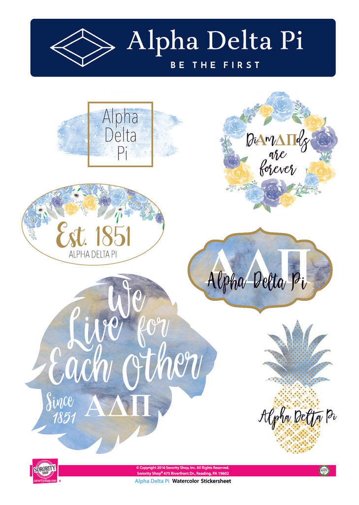 Alpha Delta Pi Water Color stickers