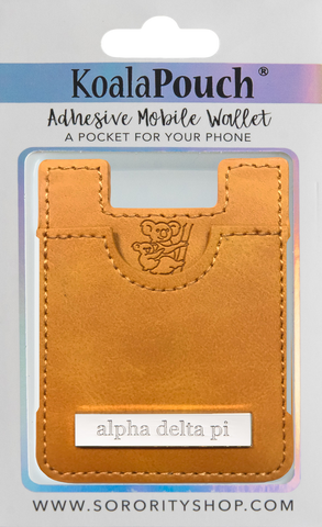 Alpha Delta Pi Faux Leather adhesive mobile wallet, koala pouch
