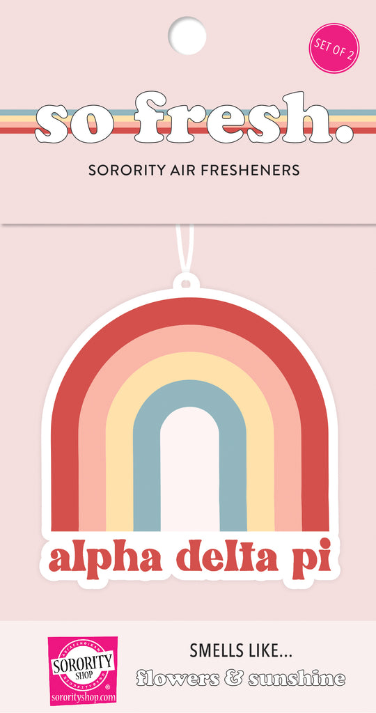 Alpha Delta Pi Rainbow Retro Air Freshener - Flowers & Sunshine Scent
