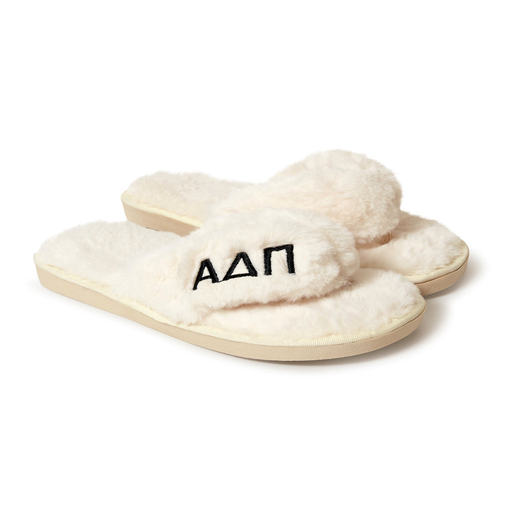 Alpha Delta Pi - Furry Slippers Women - With ADP Embroidery Logo