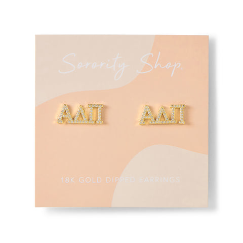 Alpha Delta Pi 18k Gold Plated Stud Earrings