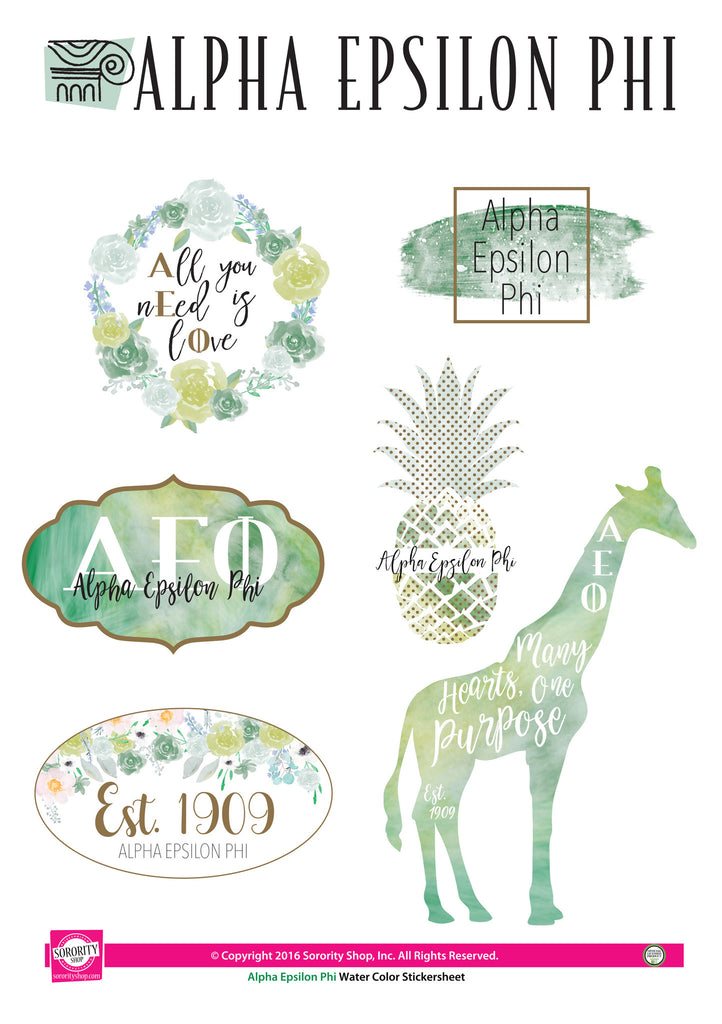 Alpha Epsilon Phi Water Color stickers