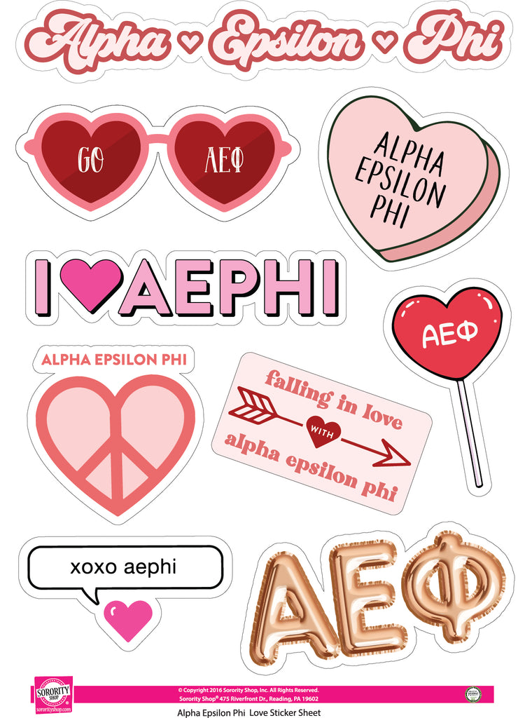 Alpha Epsilon Phi- Sticker Sheet- Love Theme