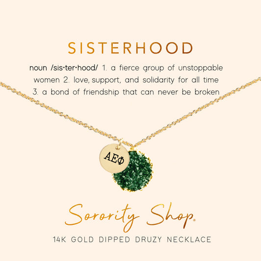 Alpha Epsilon Phi Sisterhood Druzy Necklace