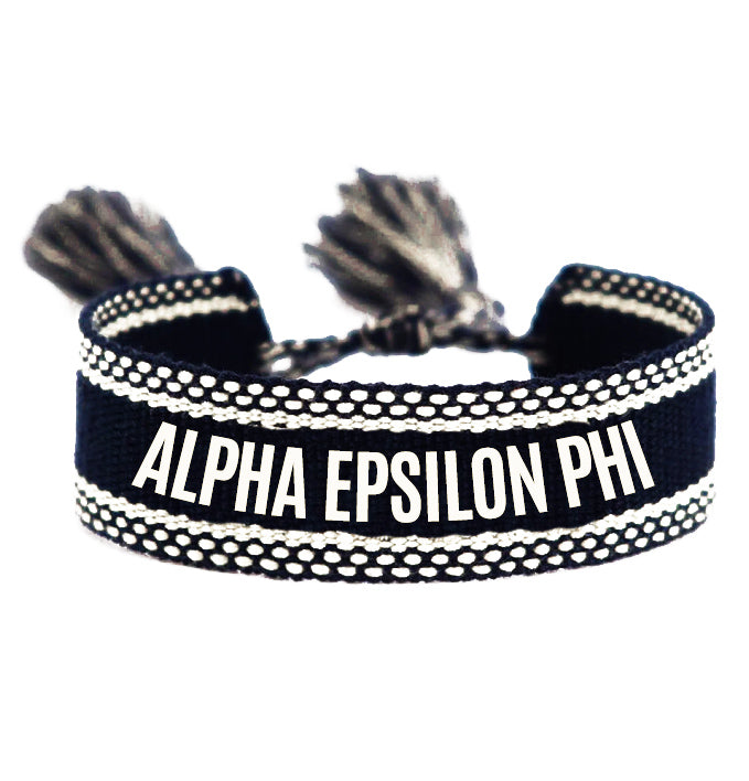 Alpha Epsilon Phi Woven Bracelet, Black and White Design