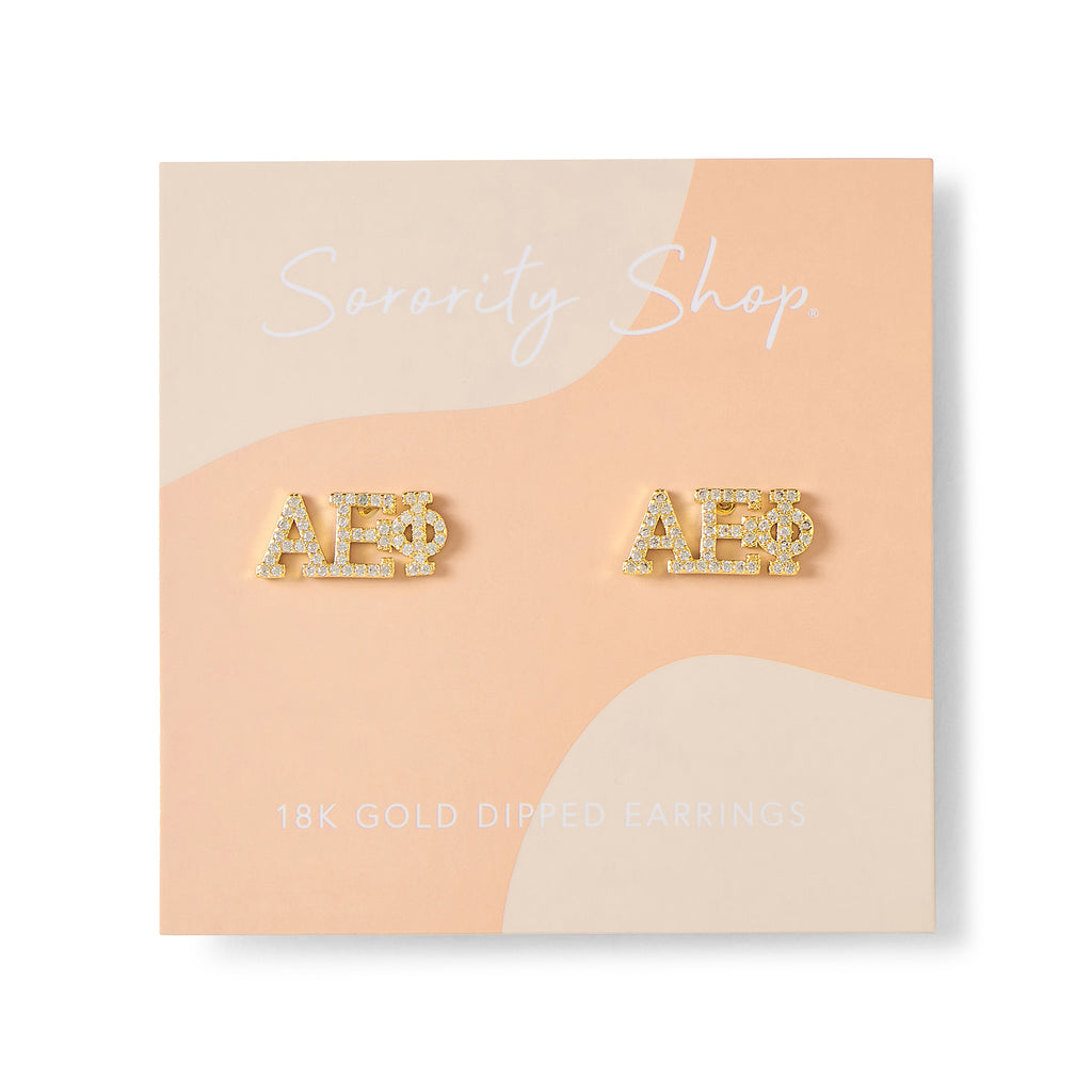 Alpha Epsilon Phi 18k Gold Plated Stud Earrings