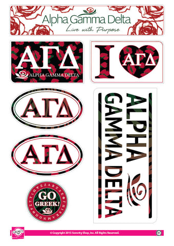 Alpha Gamma Delta Animal Print Stickers