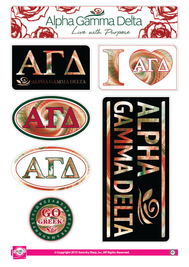 Alpha Gamma Delta Tie Dye Stickers