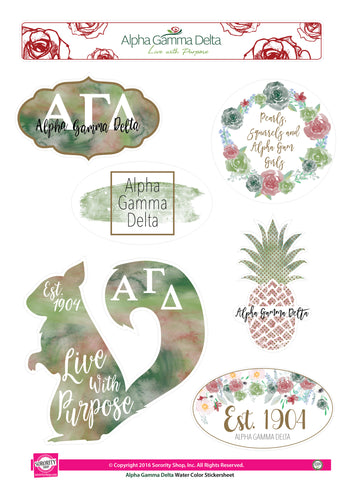 Alpha Gamma Delta Water Color stickers