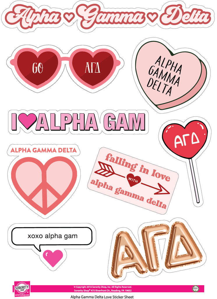 Alpha Gamma Delta- Sticker Sheet- Love Theme