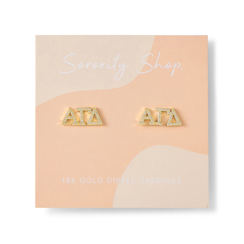 Alpha Gamma Delta 18k Gold Plated Stud Earrings