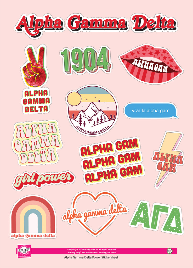 Alpha Gamma Delta Girl Power Sticker Sheet