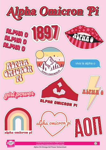 Alpha Omicron Pi Girl Power Sticker Sheet