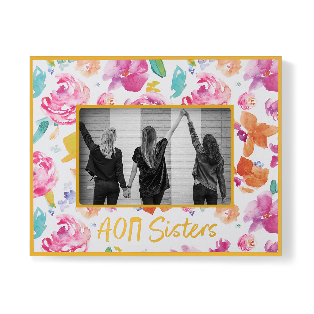 Alpha Omicron Pi Picture Frame – Wooden Picture Frame for 4" X 6" Pictures