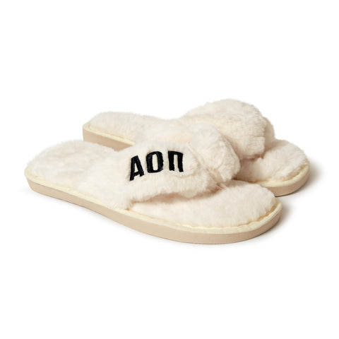 Alpha Omicron Pi - Furry Slippers Women - With AOP Embroidery Logo