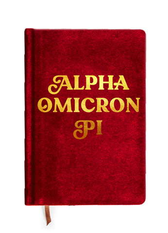 Alpha Omicron Pi Velvet Notebook with Gold Foil Imprint