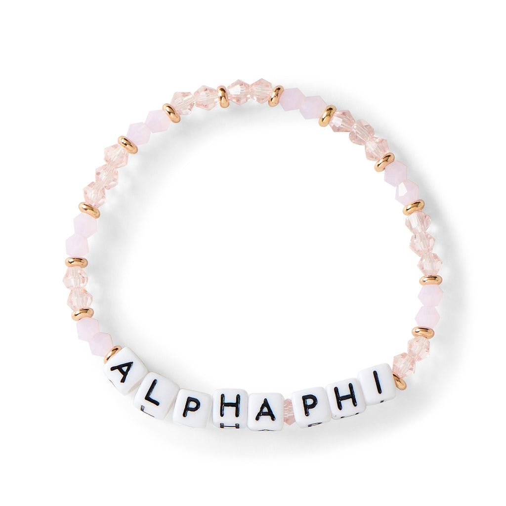 Alpha Phi Bracelet With Glass Beads and 18K Gold Accent Beads