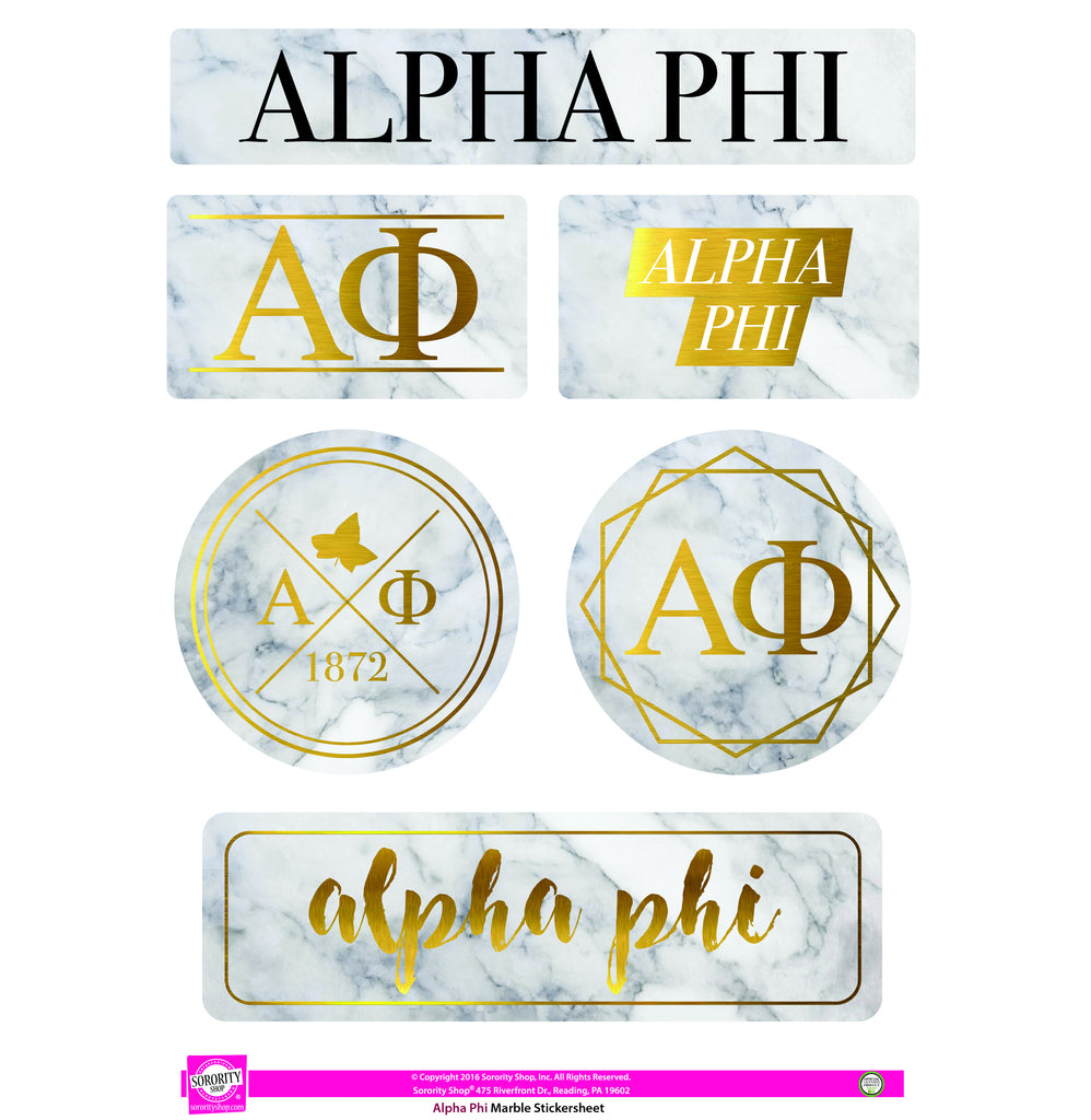 Alpha Phi Marble Sticker Sheet