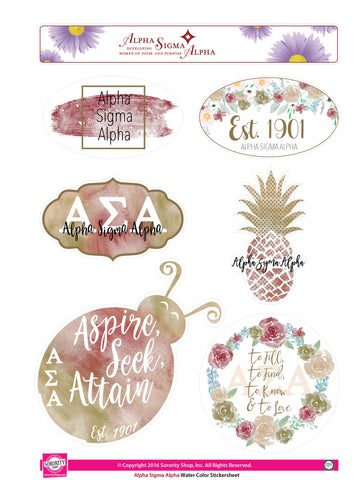Alpha Sigma Alpha Water Color stickers