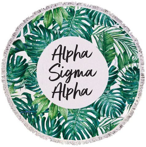 Alpha Sigma Alpha Palm Leaf Fringe Towel Blanket
