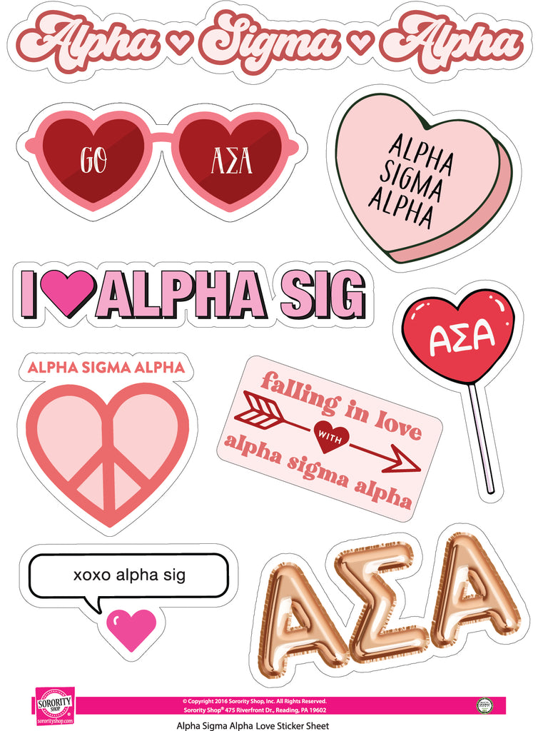Alpha Sigma Alpha- Sticker Sheet- Love Theme