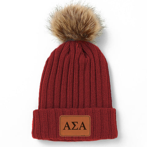 Alpha Sigma Alpha Pom Pom Beanie Hat