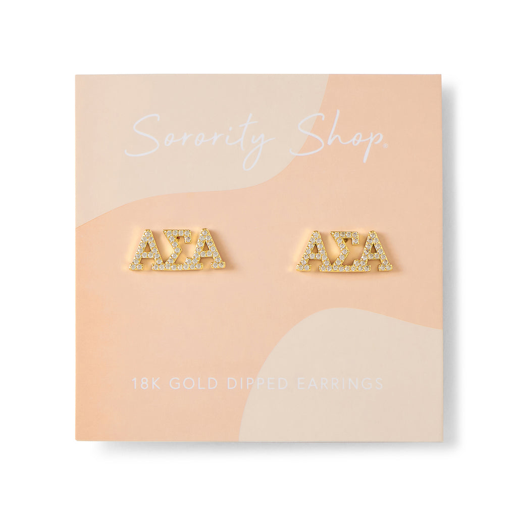 Alpha Sigma Alpha 18k Gold Plated Stud Earrings