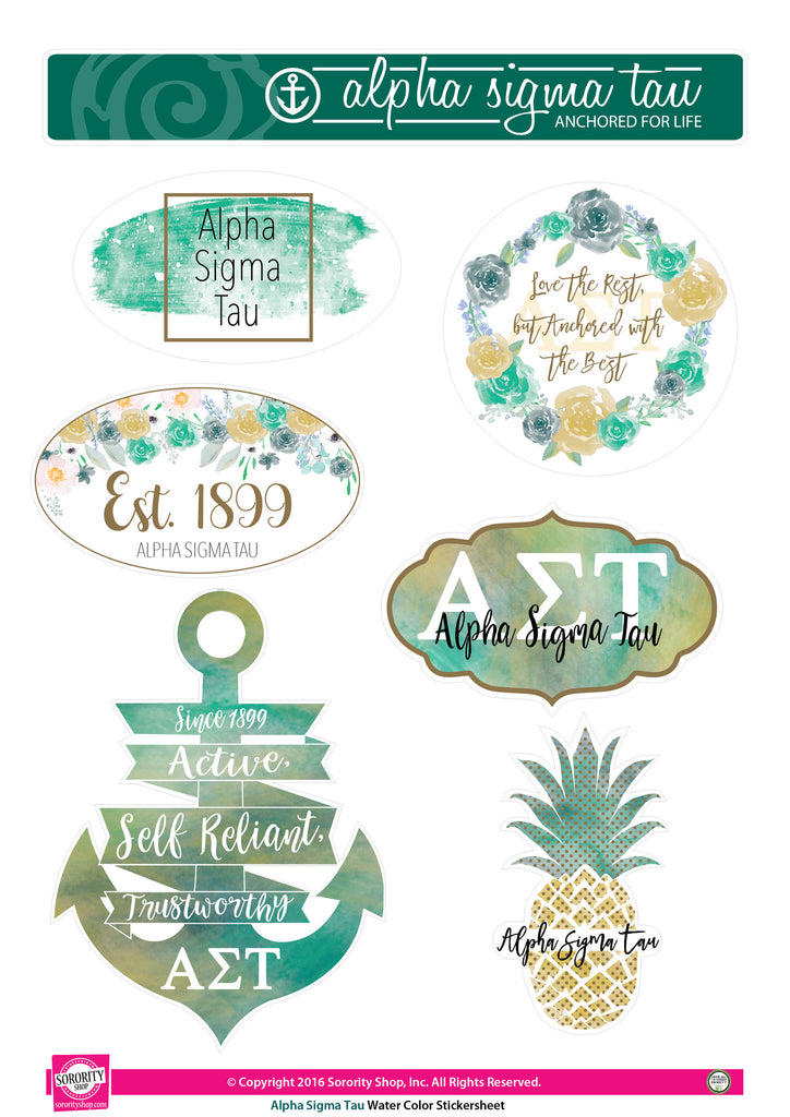 Alpha Sigma Tau Water Color stickers