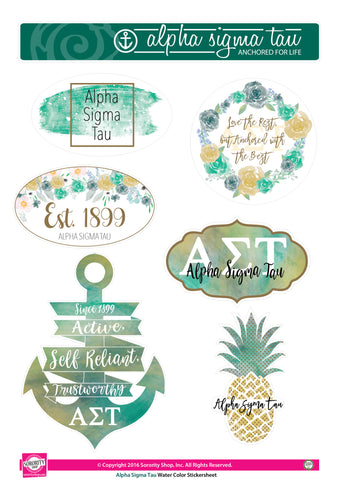 Alpha Sigma Tau Water Color stickers