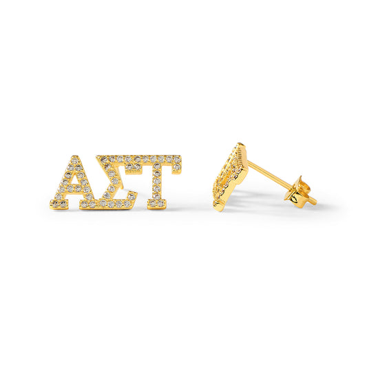 Alpha Sigma Tau 18k Gold Plated Stud Earrings