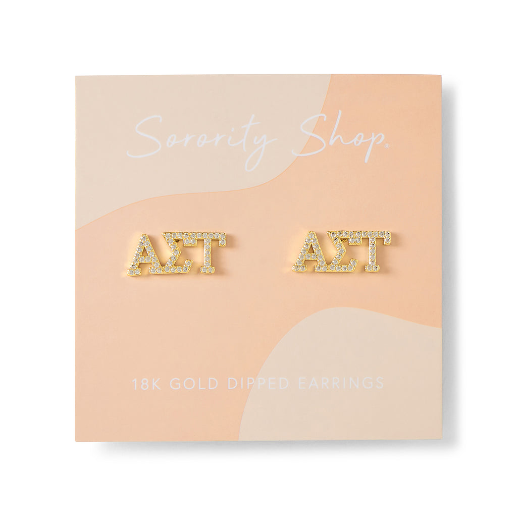 Alpha Sigma Tau 18k Gold Plated Stud Earrings