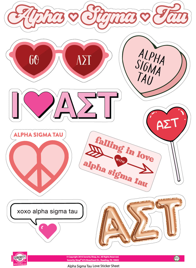 Alpha Sigma Tau- Sticker Sheet- Love Theme