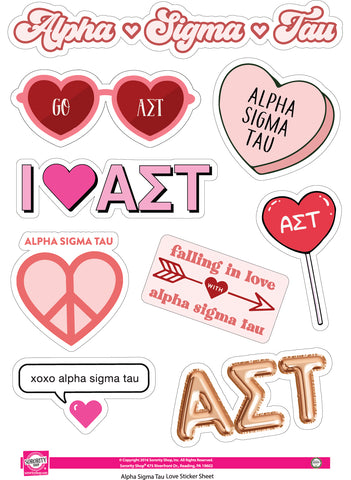 Alpha Sigma Tau- Sticker Sheet- Love Theme