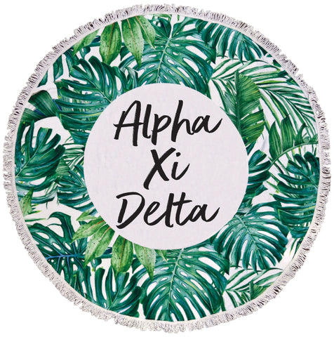 Alpha Xi Delta Palm Leaf Fringe Towel Blanket