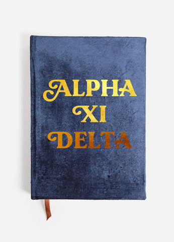 Alpha Xi Delta Velvet Notebook with Gold Foil Imprint