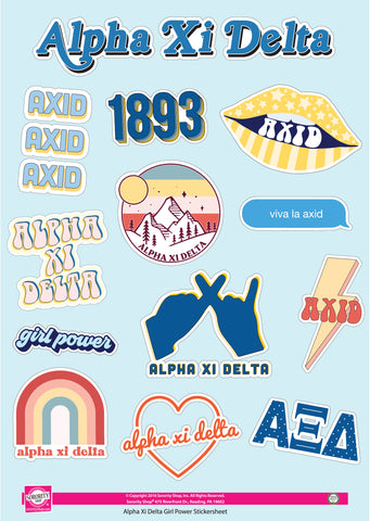 Alpha Xi Delta Girl Power Sticker Sheet