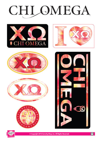 Chi Omega <br> Tie Dye Stickers