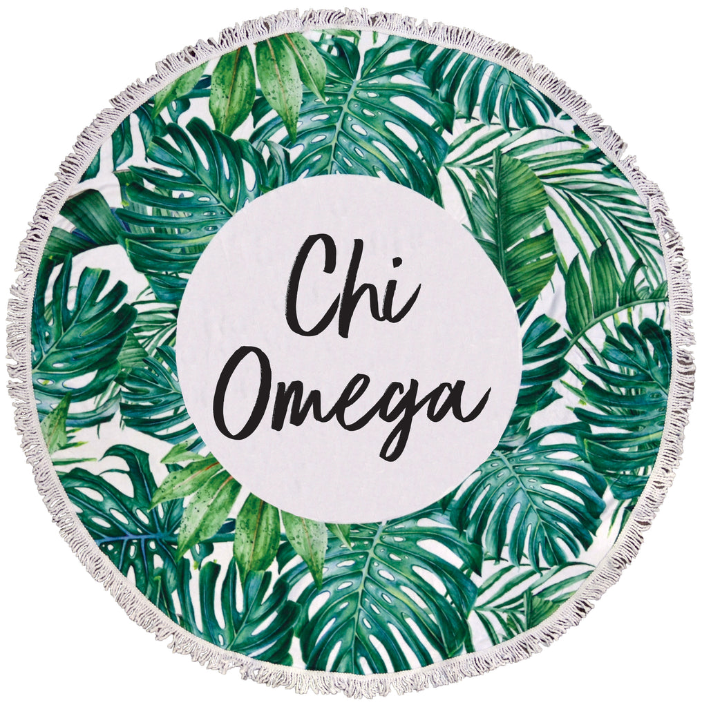 Chi Omega Palm Leaf Fringe Towel Blanket