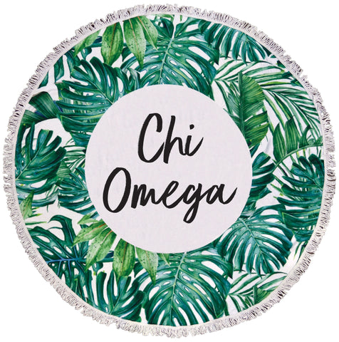 Chi Omega Palm Leaf Fringe Towel Blanket