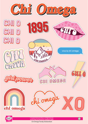 Chi Omega Girl Power Sticker Sheet
