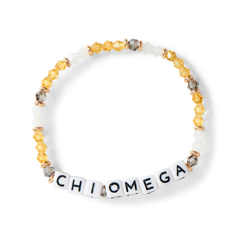 Chi Omega Bracelet With Glass Beads and 18K Gold Accent Beads