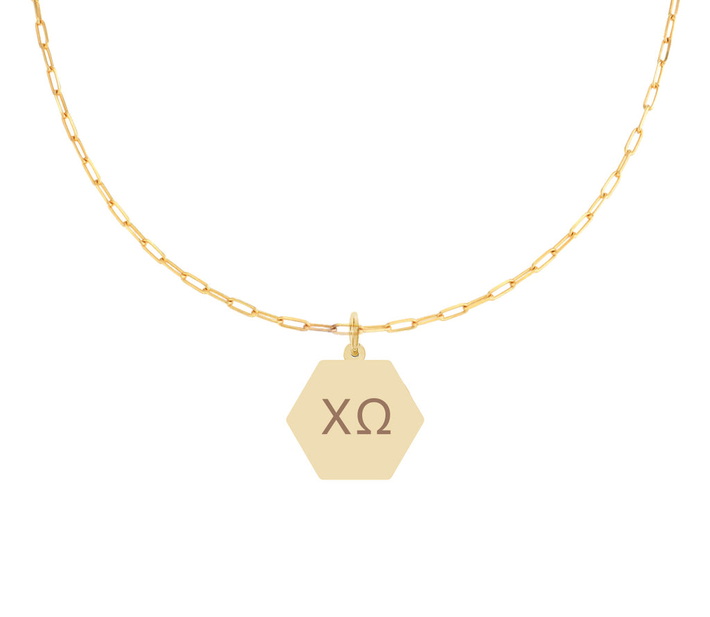 Chi Omega Paperclip Necklace with CO Sorority Pendant