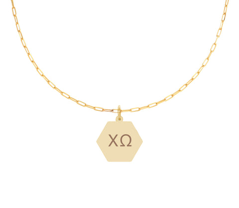 Chi Omega Paperclip Necklace with CO Sorority Pendant