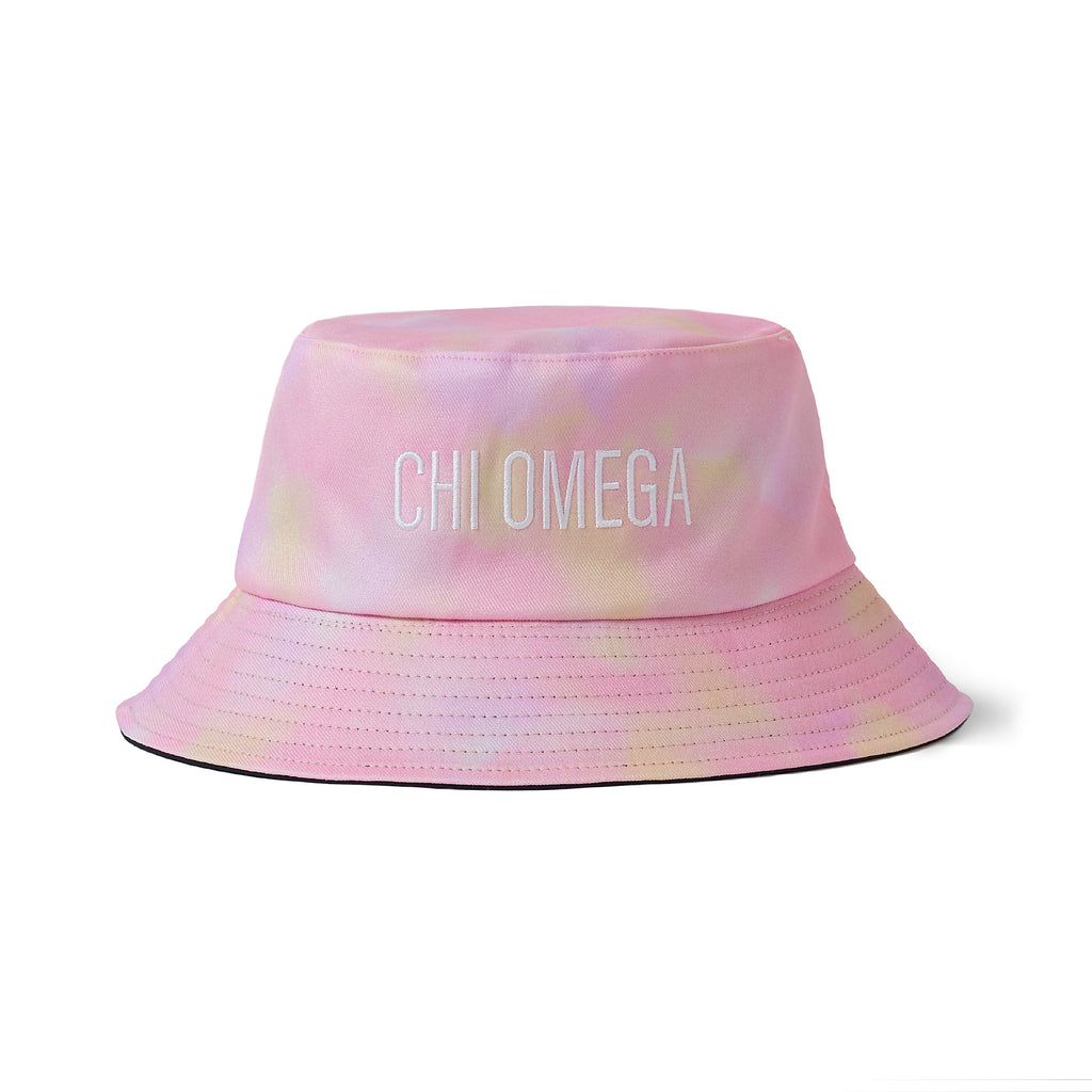 Chi Omega Bucket Hat - Tie Dye - Embroidered Logo
