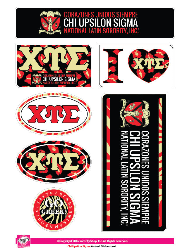 Chi Upsilon Sigma <br>Animal Print Stickers